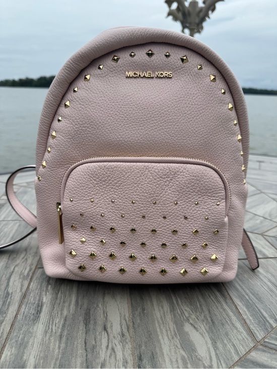 Michael Kors Handbags - Michael Kors Erin Pink Pebbled Leather Studded Backpack